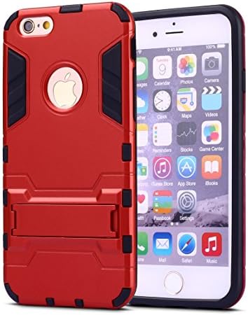 iPhone 6S Case,iPhone 6 case,Ebakx [Ironman Kickstand] Heavy Duty Hybrid Dual Layer Armor Defender Full Body Protective Case Cover for Apple iPhone 6s/iPhone 6 case, (Red)