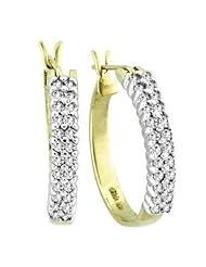 10K Yellow Gold 0.5cttw Hopeful Sparkles Pave Set Round Diamond Hoop Earrings