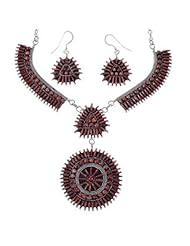 Sterling Silver Jewelry Red Oyster Shell Link Necklace Set NS34983