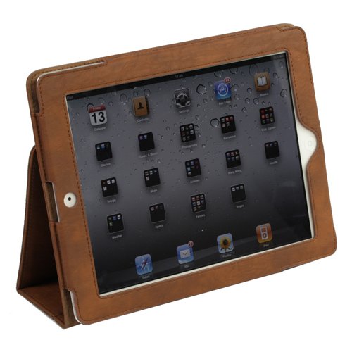 Snugg iPad 2 Leather Case Cover and Flip Stand with Elastic Hand Strap and Premium Nubuck Fibre Interior ('Distressed' Brown) - Automatically Wakes and Puts the iPad 2 to Sleep. Superior Quality Design as Featured in Wired Magazine.