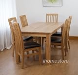 CLARENCE 5' OAK DINING TABLE & 6 LEATHER CHAIRS SET C39