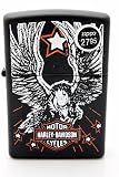Genuine Zippo Lighter Harley Davidson Eagle And Star Matte Black
