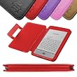 DURAGADGET Red Genuine Leather Book Style Case/Cover With Magnetic Clasp For Amazon's New Kindle TOUCH, Wi-Fi, 6" E Ink Display (Latest Generation)