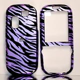 Violet Purple with Black Zebra Stripe Samsung T469 Gravity 2 II Snap on Cell Phone Case
