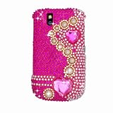 Sparkling Pink with Pearl Heart Full Diamond Rhinestone Snap on Hard Skin Bling Cover Case for Blackberry Tour 9630