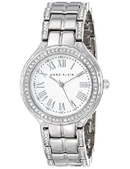 Anne Klein Womens AK/1507SVSV Swarovski Crystal Accented Silver-Tone Bracelet Watch