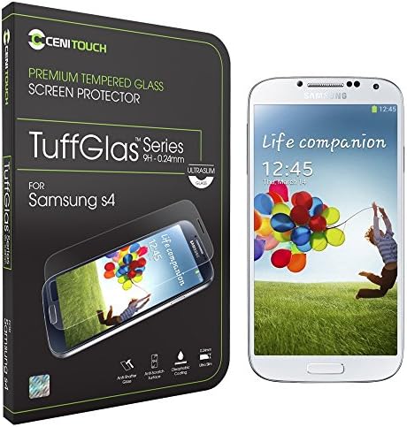 Cenitouch® - ULTRA SLIM Tempered-Glass Screen Protector for Samsung Galaxy S4 [TuffGlas® Technology] (0.24mm) Latest Edition Thin Rounded Edges with 9H Hardness - Includes Microfiber Cleaning Cloth & Instructions