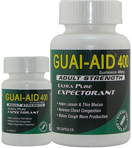 124 Guai-Aid/400mg Guaifenesin Expectorant (Veg. Capsules) Includes Travel Bottle - Same Day Priority Shipping