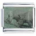 Rhinos On Green Field Animal Photo Italian Charms Bracelet Link