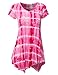 LA BASIC Women V-neck Asymmetrical Tie-dye Tunic Top