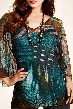 Per Una 3/4 Sleeve Lace Kaftan Top with Camisole & Necklace [T62-2825H-S]