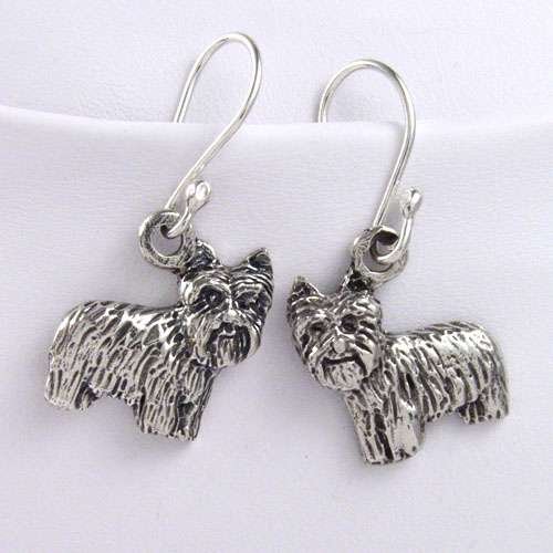 Sterling silver Yorkie Puppy Earrings (925 Sterling silver)
