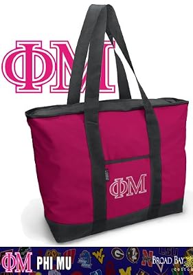 Phi Mu Tote Bag Rich Pink Phi Mu Design - For Travel or Beach Best Unique Gift Ideas for Her, Women, or Ladies