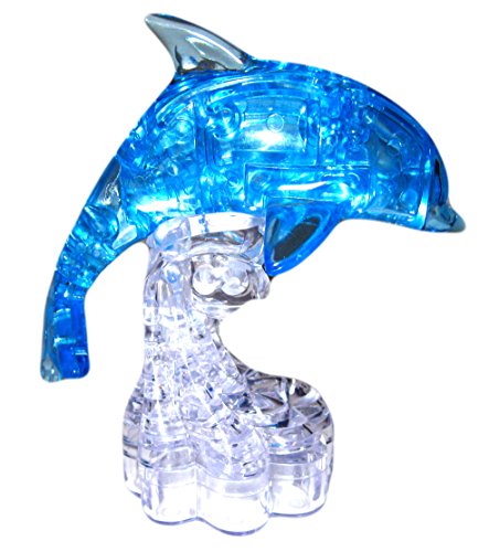 DIY 3D Small Dolphin Shaped Crystal Decoration Puzzle IQ Toy - 39 Piece (Blue)