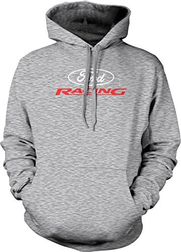Ford Racing Pullover Hoodie Red & White Logo Nascar Hooded Mens Sweatshirt Size Large Light Gray
