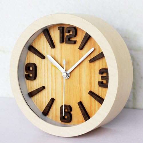 JinRou An idyllic natural Qingxin 3D stereoscopic wood alarm clock Stylish and creative brief about desk Jong-cradle when clocks laziness and raw wood
