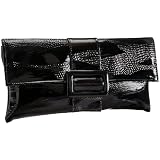 Jessica McClintock Shark-Embossed Buckle Envelope Clutch Handbags
