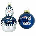 New England Patriots Snowman and Ball Mini Blown Glass Ornaments