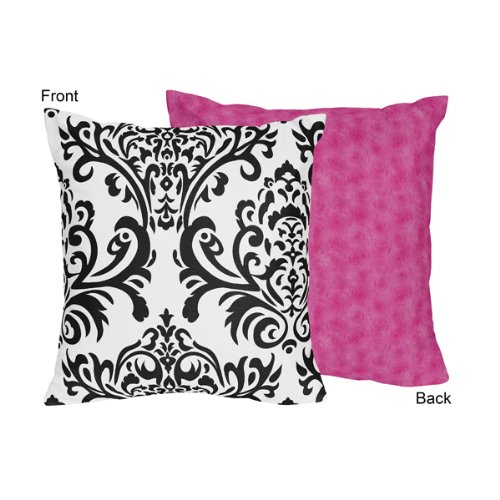 Hot Pink, Black and White Isabella Decorative Accent Throw Pillow by Sweet Jojo Designs