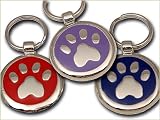 Pet ID Tag - Paw Print - Custom engraved cat and dog ID tags. Jewelry that ensures pet safety. Available in 10 colors and 2 sizes.