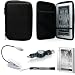 Black Slim Stylish Hard Cover Nylon Protective Carrying Case Folio for Sony PRS-950 Electronic Reader eReader Device ( PRS 950 PRS950 )(Compatible with all colors) + Indlues a 4-Inch Determination Hand Strap + Includes a Anti Glare Screen Protector + Includes a Retractable USB Data Sync Cable for your eReader (Mini USB Type) + White Clip On Brighty XtraFlex LED Light Flexible Goose Neck