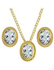 2.16 Ct Sky Blue Aquamarine 925 Yellow Gold Plated Silver Pendant Earrings Set