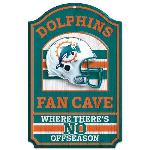 NFL Miami Dolphins 11-by-17 inch Fan Cave No Offseason Wood Sign