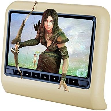 Lontano 9 Inch Back Seat Headrest DVD Player for Universal Car CD DVD Monitor With USB SD and 32Bites Wireless Game Functions- Beige