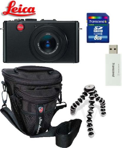 Leica DLux 4 10.1MP 2.5X Digital Camera Black Tonino Lamborghini LM2104 Camera Case Carry Bag Willoughby's 8GB Travelers Package
