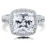 Sterling Silver 925 Cubic Zirconia Cushion CZ Cocktail Right Hand Ring - Womens Valentine Engagement Ring