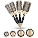 4 in 1 Round Brushes for Blow Drying Professional Anion Anti-static Large Hair brushes Salon Styling Comb Gold & Black (4 size/set)
