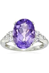 10k White Gold and Created White Sapphire Ring, Size 7