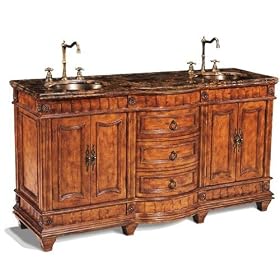 Upperclass Furniture P5408-03A Sink Chest- Double- Brass Under Mount Sink- Brown Marble... by Upperclass Furniture
