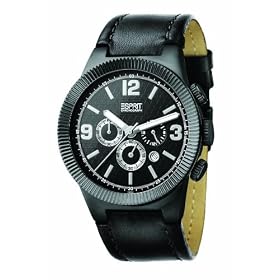 Esprit - ES101671001 - Superkeen Night - Montre Homme - Quartz Analogique - Cadran Noir - Bracelet Cuir Noir