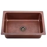 Apron 16-gauge Hammered Copper Single Bowl Square Kitchen Sink