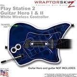 PS2 Guitar Hero I & II White Wireless Controller Skin Abstract 01 Blue by WraptorSkinz TM (GUITAR NOT INCLUDED)