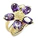 Jewelry - Fuchsia CZ Gold Tone Cocktail Ring SZ 6 title=