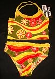 Girls 2 PC Ruffle Trim - Yellow/Red Psychodelic