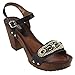 Beston EB36 Women Beads Studded Platform Buckled Chunky Heel Run Half Size Small