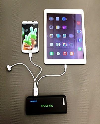 XKORA 10000mAh (2.1 Amp/1Amp Output) Dual USB Power Bank External Battery Charger for iPhone 6, 6 Plus, 5s, 5c, 4s, 4, iPods, iPads, Samsung Galaxy Note 3, Note 4, Galaxy S5, S4, S3, LG G3, Nexus, HTC One M8, Gopro Camera, GPS and More Other USB-charged Devices (Black)