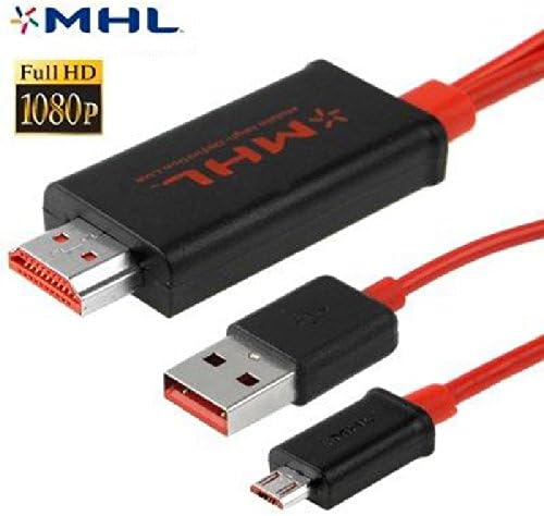 LuckyCell-6.5 Feet (Both MHL to HDMI and USB Power Cable) MHL 11 Pin Micro USB to HDMI and 1080P HDTV Adapter Cable with integrated USB Charging Cable for S5, S4, S3, Note 3, Note 2, Note 8.0, Note 10.1