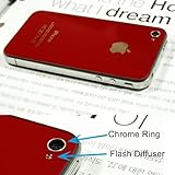 ATT Iphone 4 Back Cover Housing, Red Glass Battery Door, Replacement back h ....