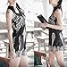 MAKIYO Women's totem pattern Floral Print mini Sleeveless dress Club Dance skirt (Black)