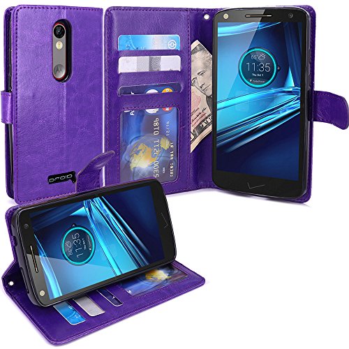 Droid Turbo 2 Case, LK Droid Turbo 2 Wallet Case, Luxury PU Leather Case Flip Cover Built-in Card Slots & Stand For Motorola Moto Droid Turbo 2, PURPLE