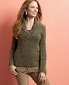 Charter Club Petite Sweater with Inset, Marled Long Sleeve