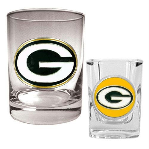 NFL Green Bay Packers Rocks Glass & Shot Glass Set - Primary Logo
