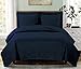 Emerson Navy Full / Queen size Coverlet 3pc set, Luxury Microfiber Embossed Print Quilted by Royal Hotel