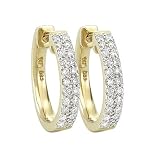 14K Yellow Gold 1/4 ct. Diamond Huggie Earrings