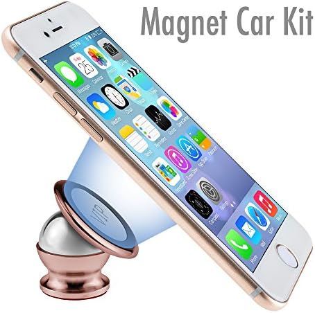 Car Mount, Runshion® 360° Rotatable Stand Universal Magnetic Cell Phone Car Holder, For All Vehicles|Galaxy S7 S6 Edge Plus Note5 LG iPhone 5S 6S Plus Nexus 5x Installs on Any Flat Surface（rose gold）