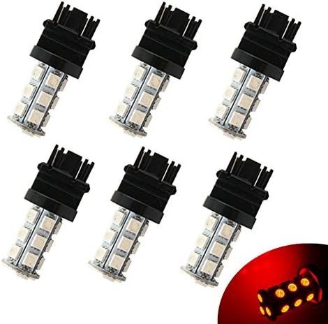 DIBMS 6pcs 3047 3057 3155 3156 3157 18-SMD Red LED Bulbs Reverse Backup Daytime Running Light DRL Turn Signal Corner Stop Parking Light